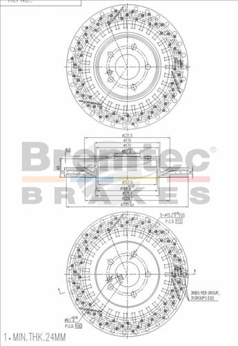 BREMTEC EURO-LINE HC BRAKE DISC ROTOR PAIR BDR16661ELH