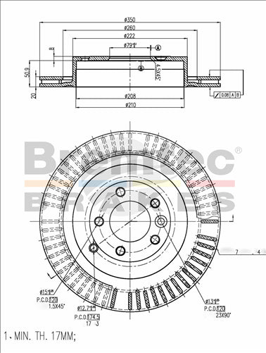 BREMTEC EURO-LINE BRAKE DISC ROTOR PAIR BDR17150EL