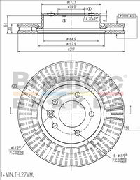 BREMTEC EURO-LINE BRAKE DISC ROTOR PAIR BDR17270EL