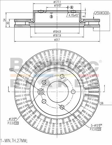 BREMTEC EURO-LINE BRAKE DISC ROTOR PAIR BDR17270EL