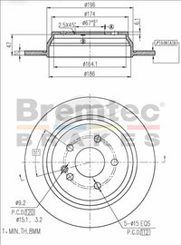 BREMTEC EURO-LINE HC BRAKE DISC ROTOR PAIR BDR17290ELH