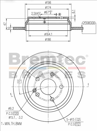 BREMTEC EURO-LINE HC BRAKE DISC ROTOR PAIR BDR17290ELH