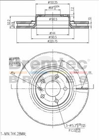 BREMTEC EURO-LINE BRAKE DISC ROTOR PAIR BDR17430EL