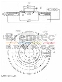 BREMTEC EURO-LINE BRAKE DISC ROTOR PAIR BDR17550EL