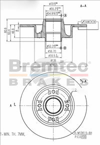 BREMTEC EURO-LINE BRAKE DISC ROTOR BDR17620EL