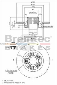 BREMTEC EURO-LINE BRAKE DISC ROTOR BDR17640EL
