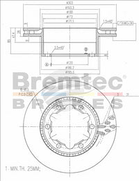 BREMTEC EURO-LINE BRAKE DISC ROTOR BDR17730EL