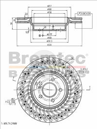 BREMTEC EURO-LINE BRAKE DISC ROTOR BDR17890EL