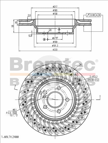 BREMTEC EURO-LINE BRAKE DISC ROTOR BDR17890EL