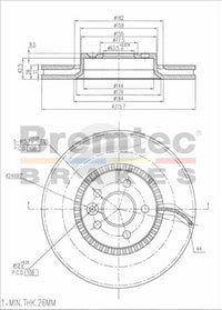 BREMTEC EURO-LINE BRAKE DISC ROTOR BDR18280EL