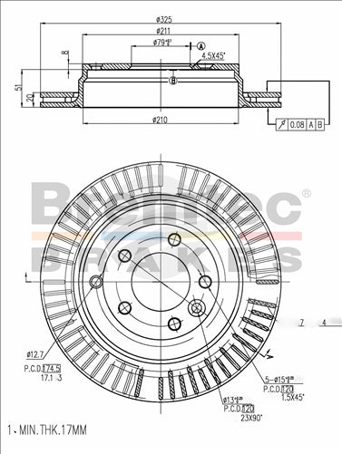 BREMTEC EURO-LINE BRAKE DISC ROTOR PAIR BDR18520EL