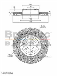BREMTEC EURO-LINE HC BRAKE DISC ROTOR PAIR BDR18620ELH