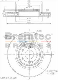 BREMTEC EURO-LINE BRAKE DISC ROTOR PAIR BDR18870EL