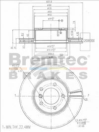 BREMTEC EURO-LINE HC BRAKE DISC ROTOR PAIR BDR19120ELH