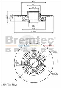 BREMTEC EURO-LINE BRAKE DISC ROTOR BDR20310EL