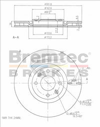 BREMTEC EURO-LINE BRAKE DISC ROTOR PAIR BDR20320EL
