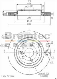BREMTEC EURO-LINE BRAKE DISC ROTOR PAIR BDR20340EL