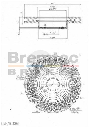 BREMTEC EURO-LINE BRAKE DISC ROTOR PAIR BDR20530EL