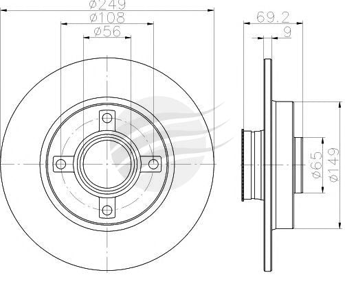 BREMTEC EURO-LINE BRAKE DISC REAR CITROEN. PEUGEOT BDR21210EL