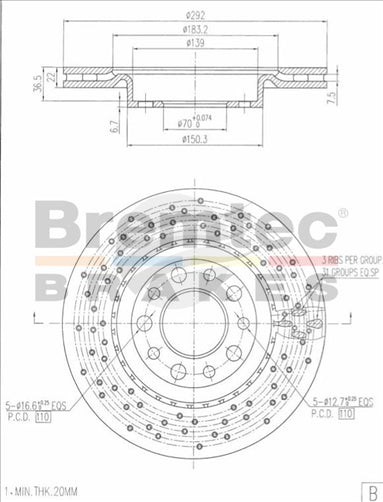 BREMTEC EURO-LINE DISC ROTOR PAIR BDR21600EL