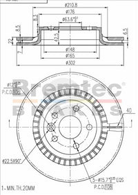 BREMTEC EURO-LINE BRAKE DISC REAR PAIR VOLVO XC60 2009 - BDR21990EL
