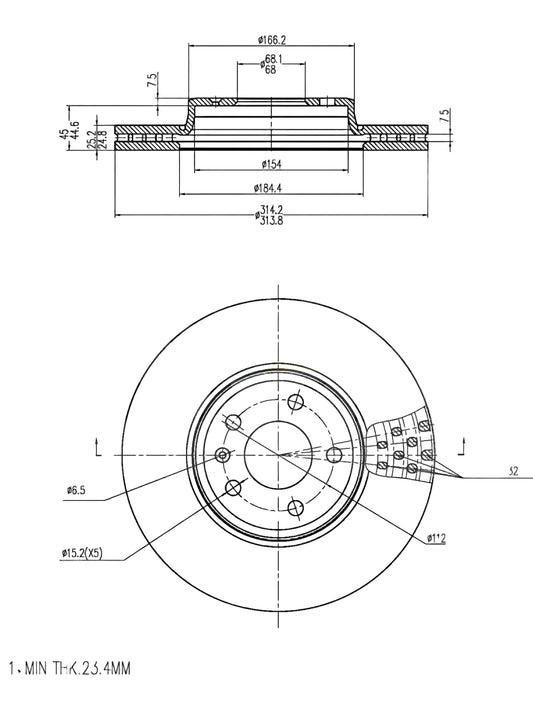 EURO-LINE BRAKE DISC ROTOR PAIR BDR22000EL