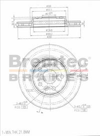 BREMTEC EURO-LINE BRAKE DISC ROTOR PAIR BDR22380EL