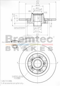 BREMTEC BRAKE DISC REAR INCL BEARING RENAULT KANGOO BDR22390EL