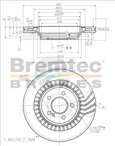 BREMTEC EURO-LINE BRAKE DISC ROTOR BDR22910EL