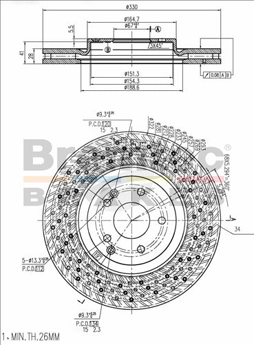 BREMTEC EURO-LINE BRAKE DISC ROTOR BDR23010EL