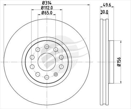 BREMTEC EUROLINE BRAKE ROTOR (PAIR) TIGUAN (5N) FRONT 314MM BDR23170EL