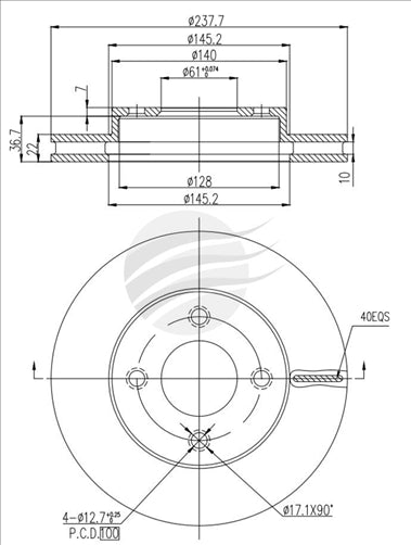 BREMTEC TRADE LINE BRAKE ROTOR EACH FRONT NISSAN MICRA BDR2326TL