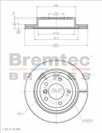 BREMTEC EURO-LINE BRAKE DISC ROTOR BDR40013EL