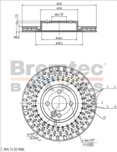 BREMTEC EURO-LINE BRAKE DISC ROTOR BDR40014EL