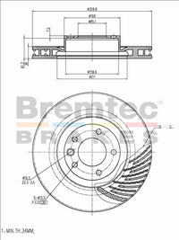 BREMTEC EURO-LINE BRAKE DISC ROTOR PORSCHE CAYENNE S FRONT LEFT BDR40017LEL