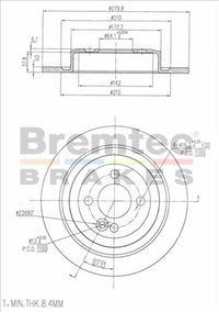 BREMTEC EURO-LINE BRAKE DISC ROTOR PAIR BDR40034EL