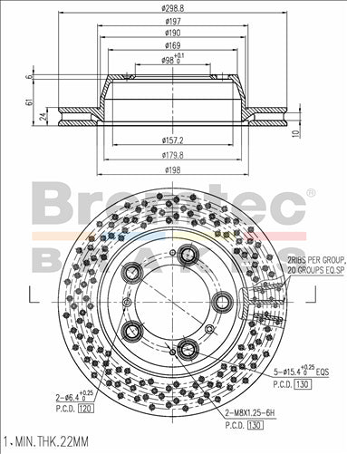 BREMTEC EVOLVE PERFORATED PAIR BRAKE DISC ROTORS BDR40055EV
