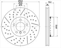 BREMTEC EURO-LINE CARBON+ BRAKE ROTOR DIMPLED & SLOTTED BMW FRONT BDR41013ELH