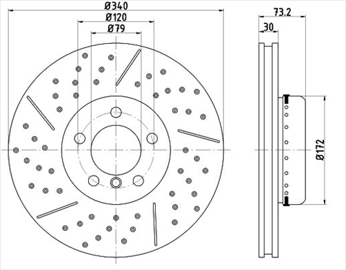 BREMTEC EURO-LINE CARBON+ BRAKE ROTOR DIMPLED & SLOTTED BMW FRONT BDR41013ELH