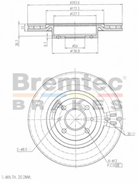 BREMTEC EURO-LINE BRAKE DISC ROTOR PAIR BDR6160EL
