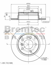 BREMTEC EURO-LINE BRAKE DISC ROTOR PAIR BDR6230EL