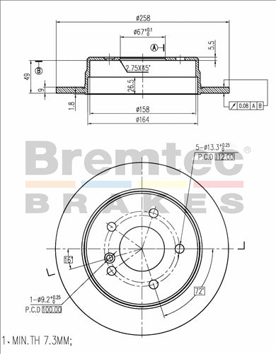 BREMTEC EURO-LINE BRAKE DISC ROTOR PAIR BDR7690EL