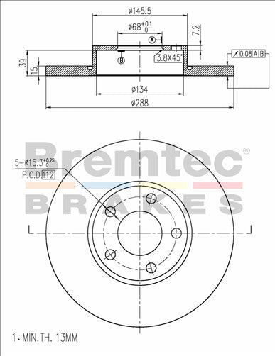 BREMTEC EURO-LINE BRAKE DISC ROTOR BDR7700EL