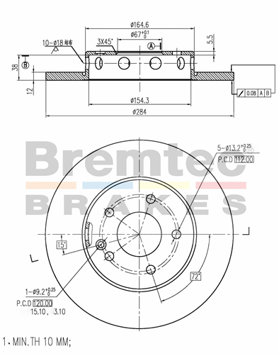 BREMTEC EURO-LINE BRAKE ROTOR PAIR BDR8060EL