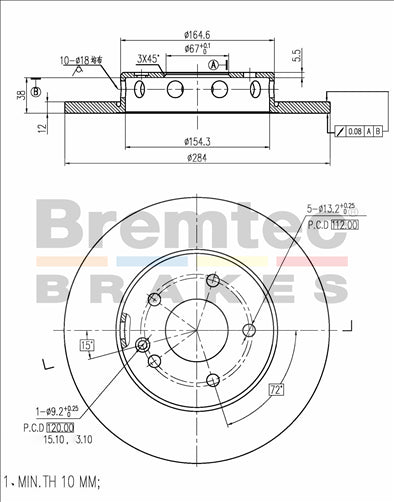EURO-LINE BRAKE ROTOR PAIR BDR8060EL