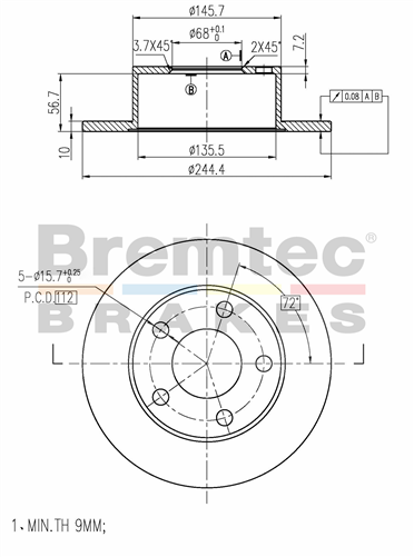 BREMTEC EURO-LINE BRAKE DISC ROTOR PAIR BDR8280EL
