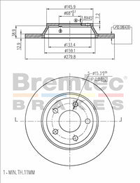 BREMTEC EURO-LINE BRAKE DISC ROTOR BDR8290EL
