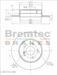 BREMTEC EURO-LINE BRAKE DISC ROTOR PAIR BDR8540EL