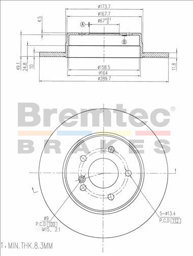BREMTEC EURO-LINE BRAKE DISC ROTOR PAIR BDR8540EL