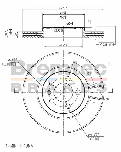 BREMTEC EURO-LINE BRAKE DISC ROTOR PAIR BDR8680EL